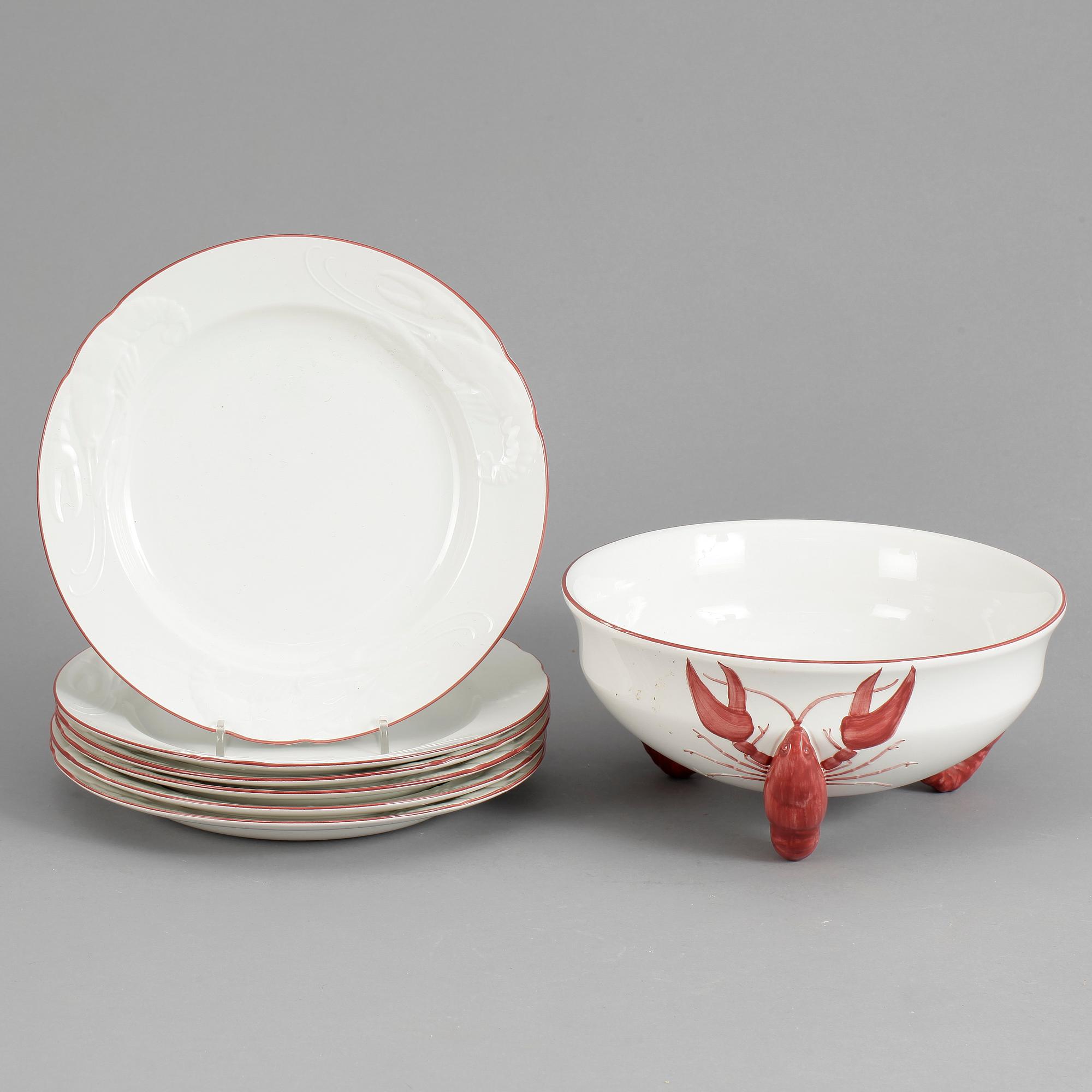 KRÄFTSERVIS, 7 delar, flintgods, Alf Wallander, Rörstrand, 1900-talets första hälft.