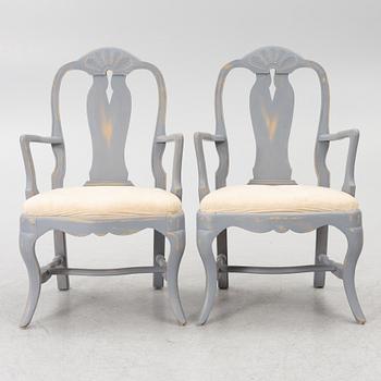 A pair of Rococo style armchairs, early 20th Century.