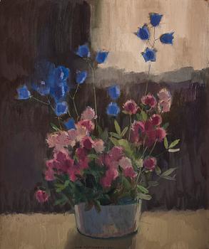 585. Olle Hjortzberg, Still life with blue-bells and clover.