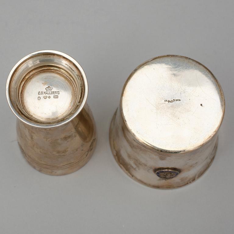 PARTI SILVER, 6 delar, bland annat CG Hallberg, samtliga från 1900-talets första hälft. Totalvikt ca 800 gram.