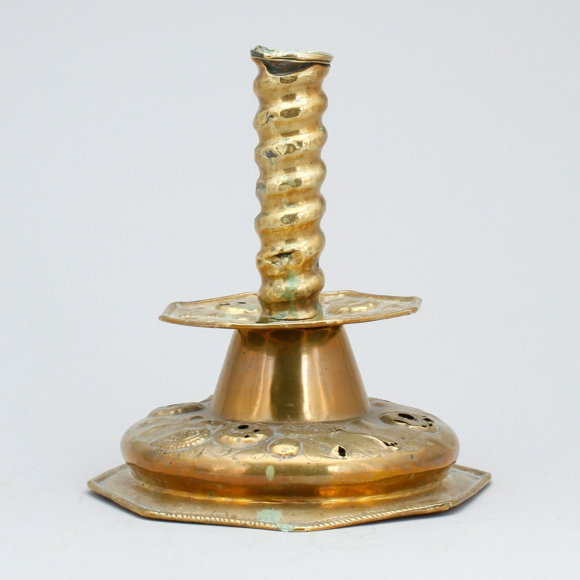 LJUSSTAKE, mässing, barock, 1700-tal.