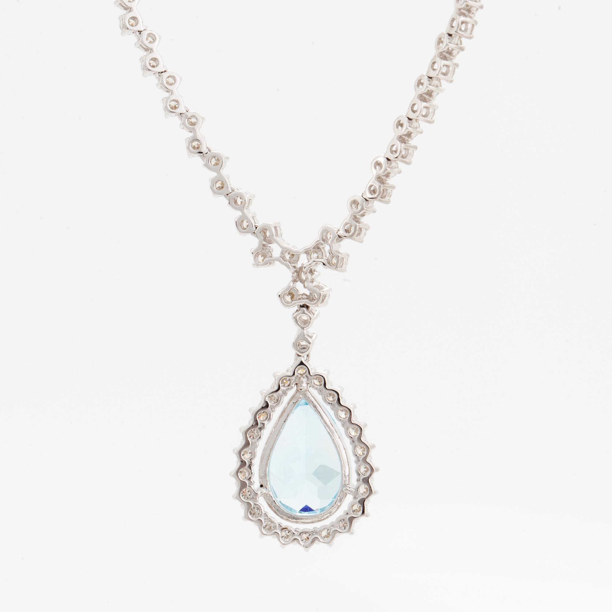 Topaz and brilliant-cut diamond necklace.