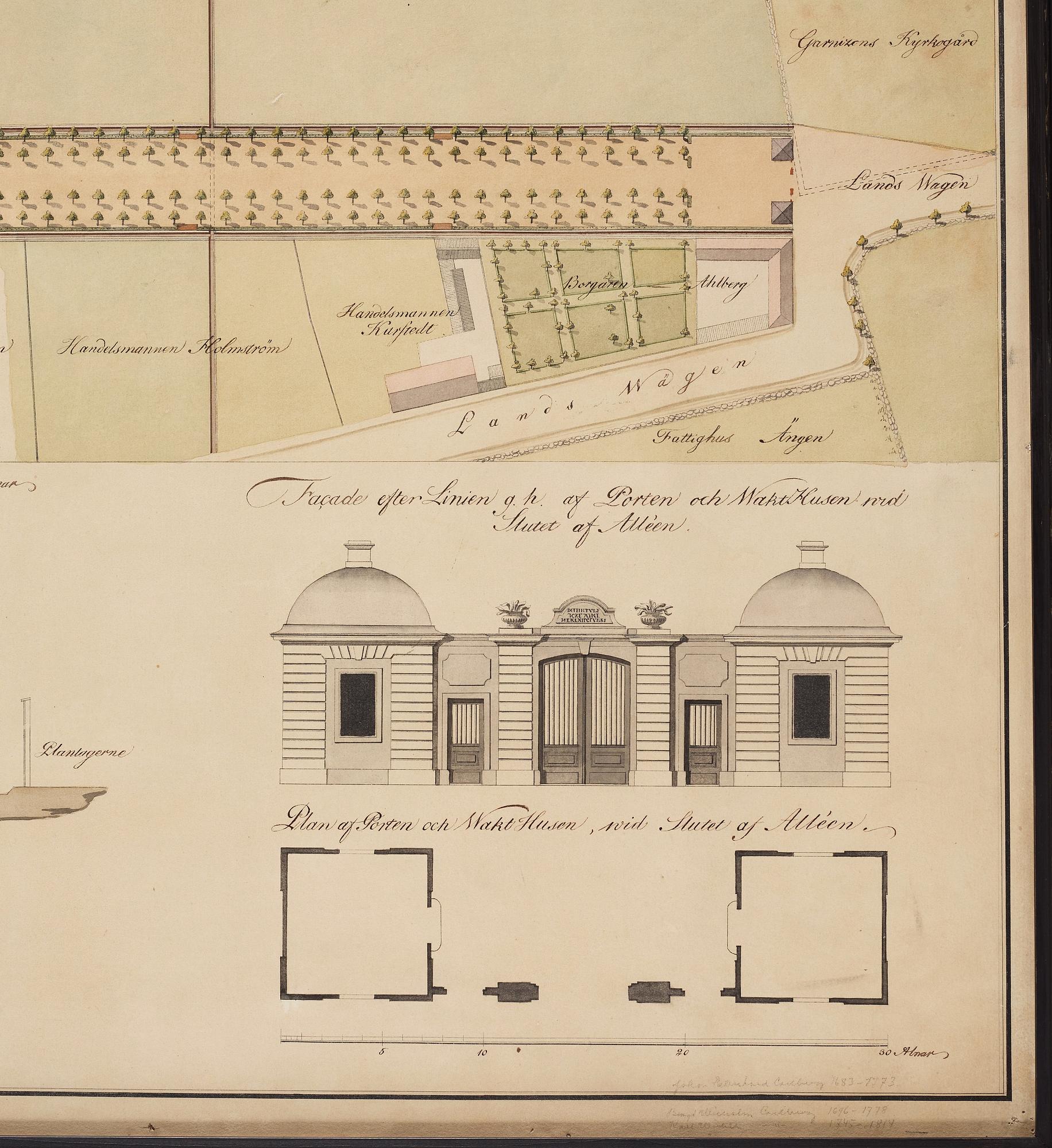 Carl Wilhelm Carlberg, ”Dessein til en tredubbel allée, projecterad at anläggas på Heden utom Drottnings-Porten i Götheborg”.