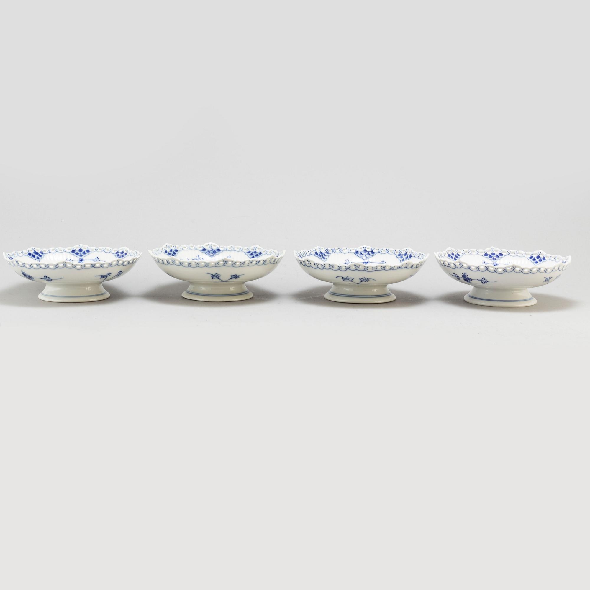 a set of four 'Musselmalet' porcelain bowls '1023' by Royal Copenhagen.