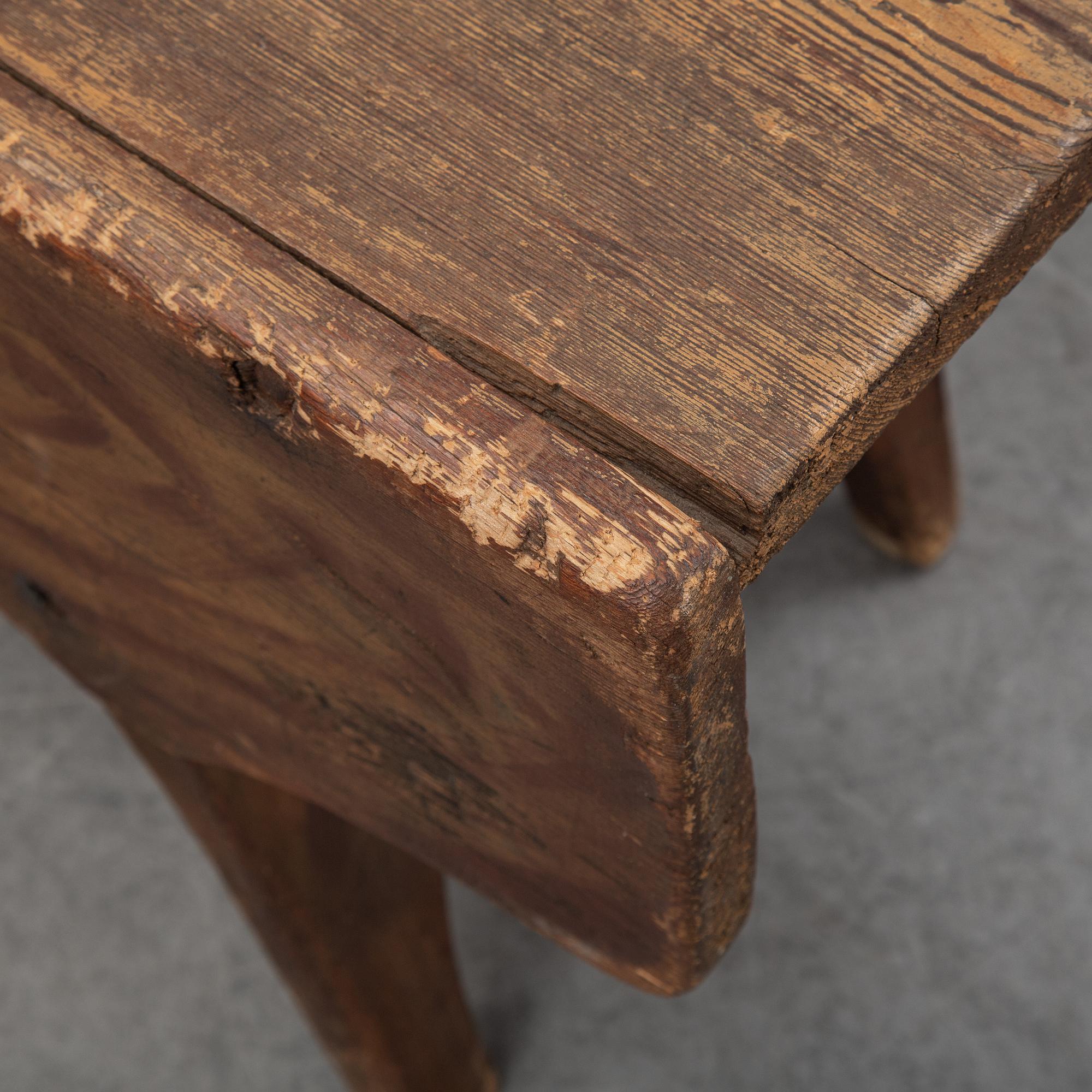 A painted pine bench, 19th Century.