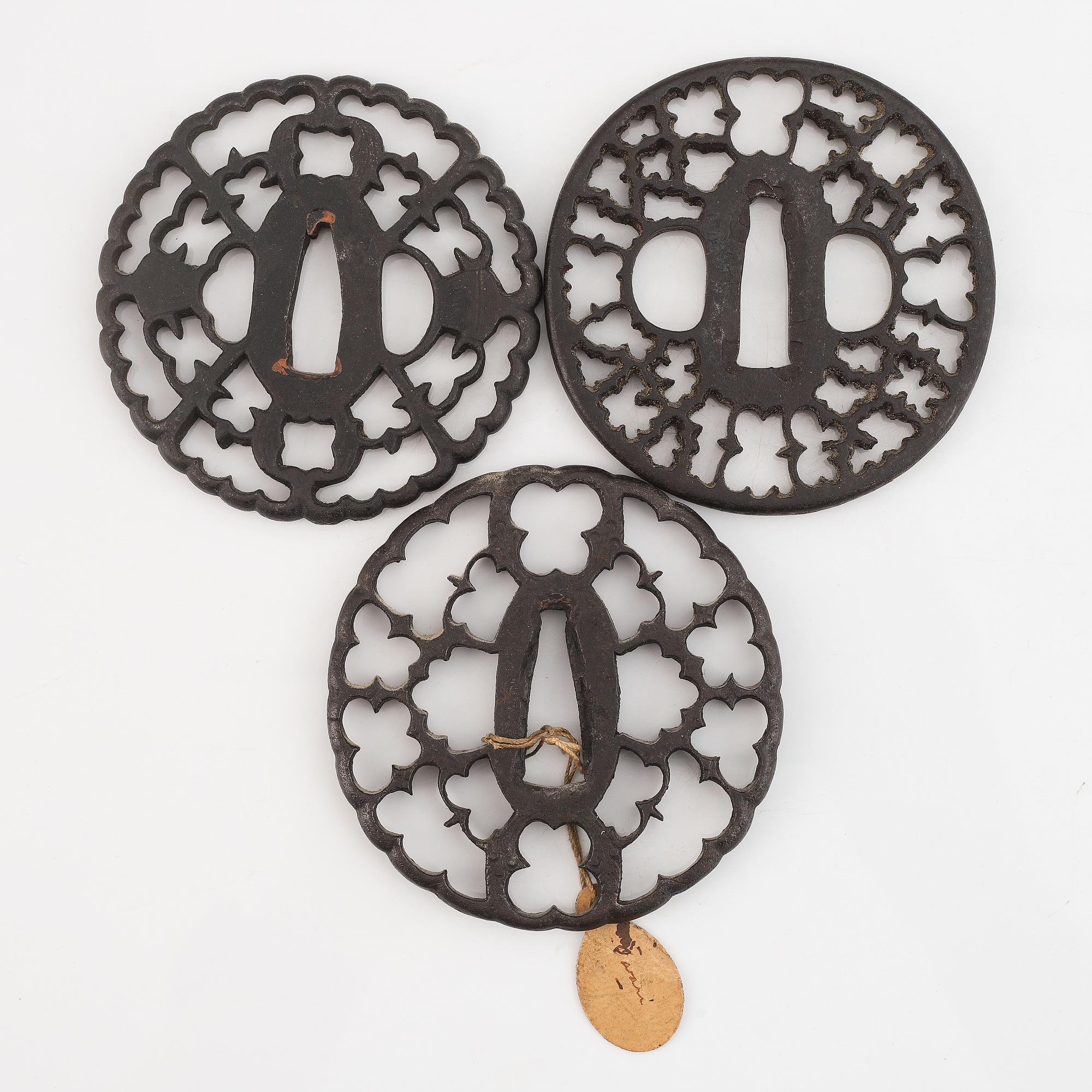 Four iron tsubas, Japan, Edo period.