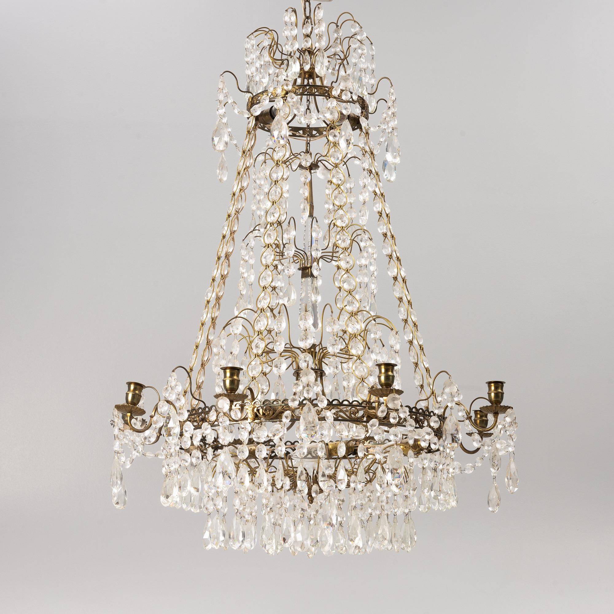 Chandelier, Gustavian style, mid-20th century.