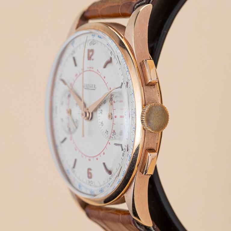Jaeger, "By Universal Genève", "Jumbo", chronograph, ca 1950.