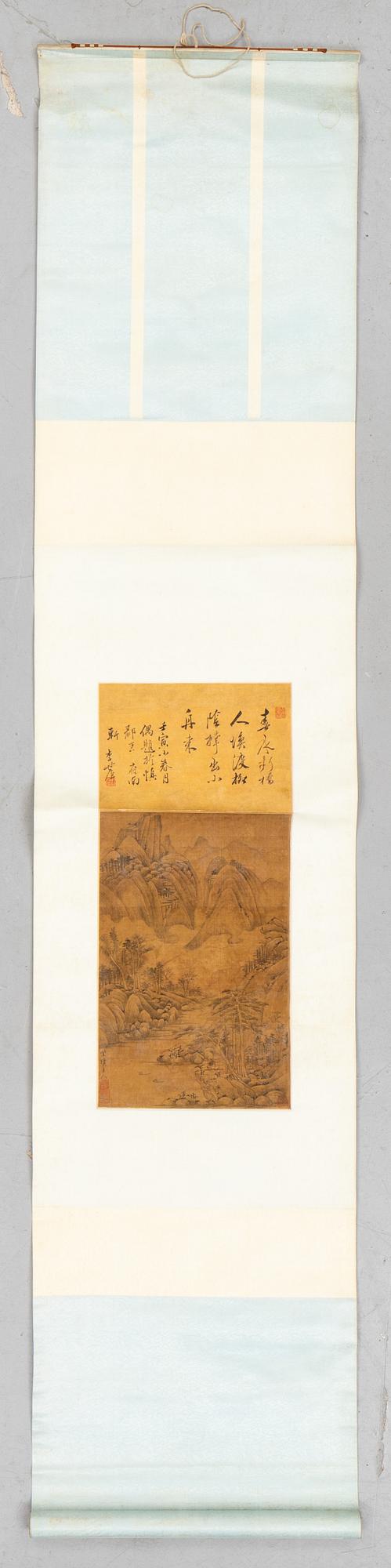 A scroll painting by unidentified artist, ink and colour on paper.