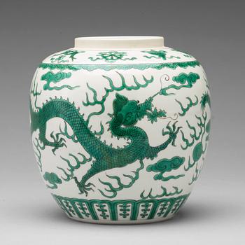 687. A green enamelled dragon jar, China, circa 1900.