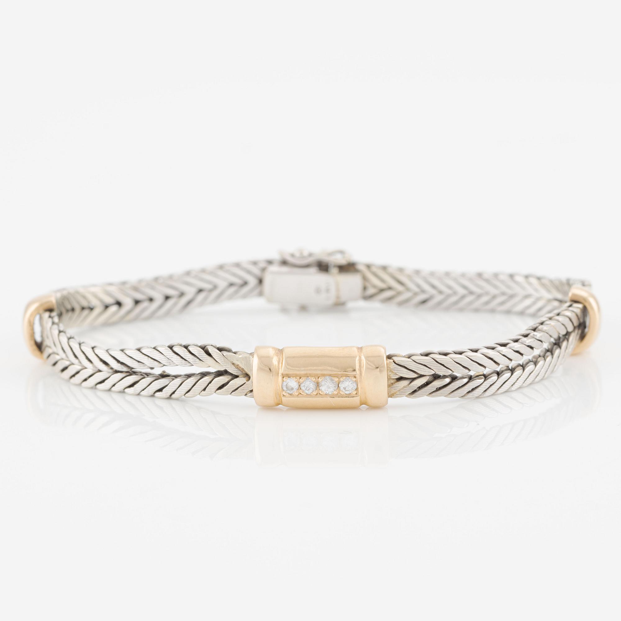Armband, 18K guld och vitguld med briljantslipade diamanter.