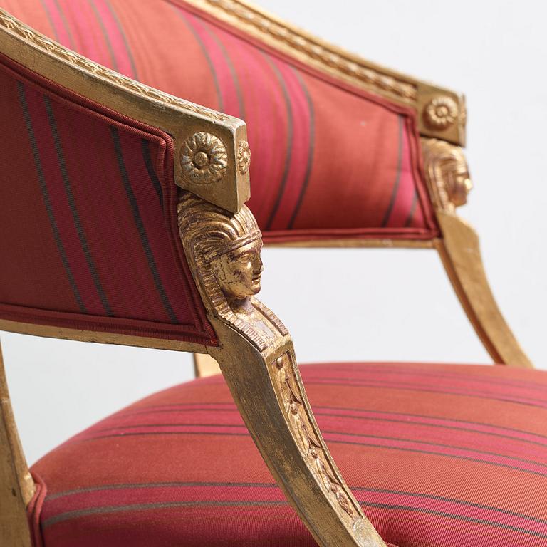 A pair of late Gustavian armchairs by Johan Erik Höglander (master in Stockholm 1777).