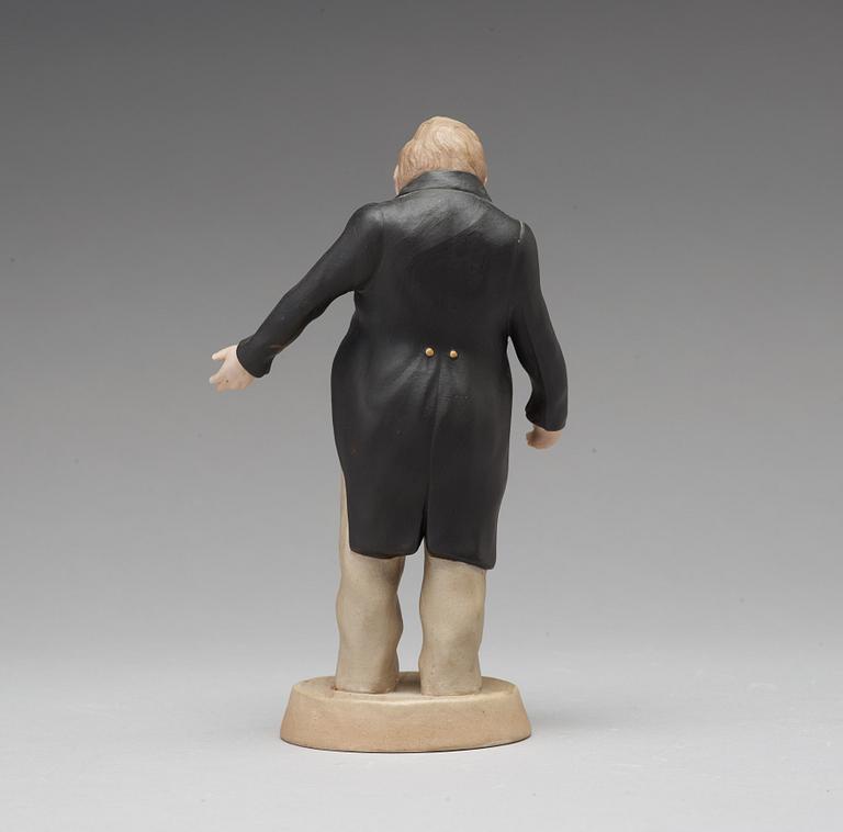 A bisquit porcelain figure of Sobakevich from Gogol's 'Dead Souls', Gardner, Moscow, 1880-1917.