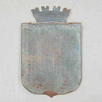 GÖTEBORGS STADSVAPEN, målad plåt, 1900-talets första hälft.