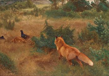 368. Bruno Liljefors, Fox and grouse pair.