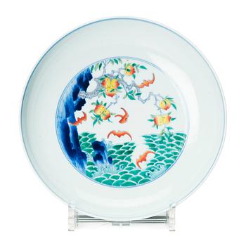 888. A doucai birthday dish, presumably republic with Yongzheng mark.