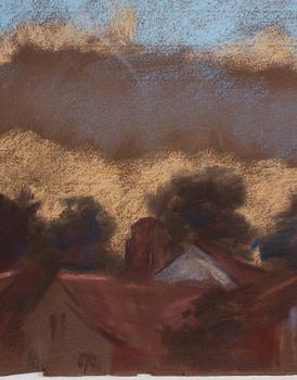 Lotte Laserstein, Landscape with roof tops.