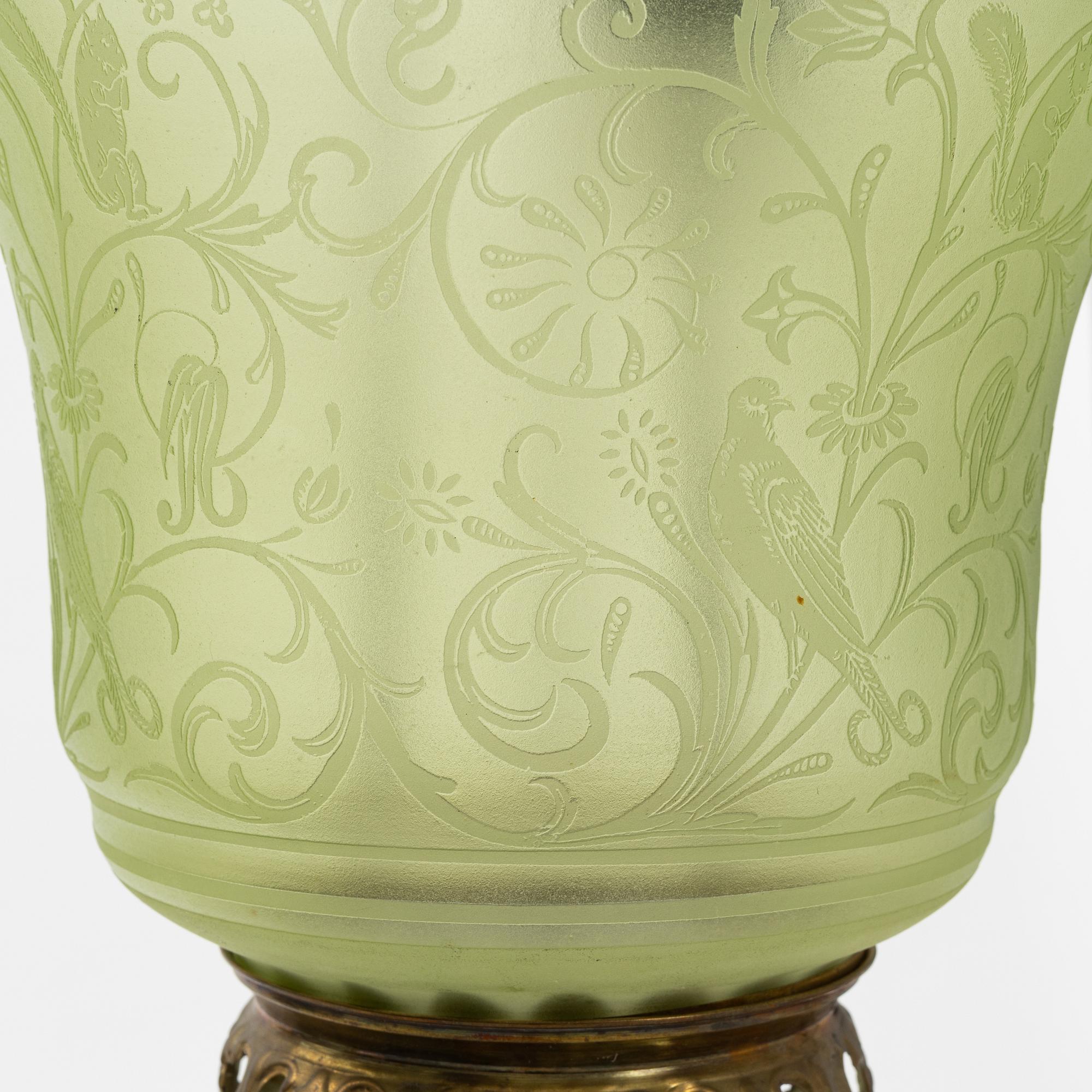 A candle light glass ceiling lamp, Late 19th century.