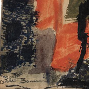 Olle Bonniér, gouache på papper, signerad, utförd 1948.