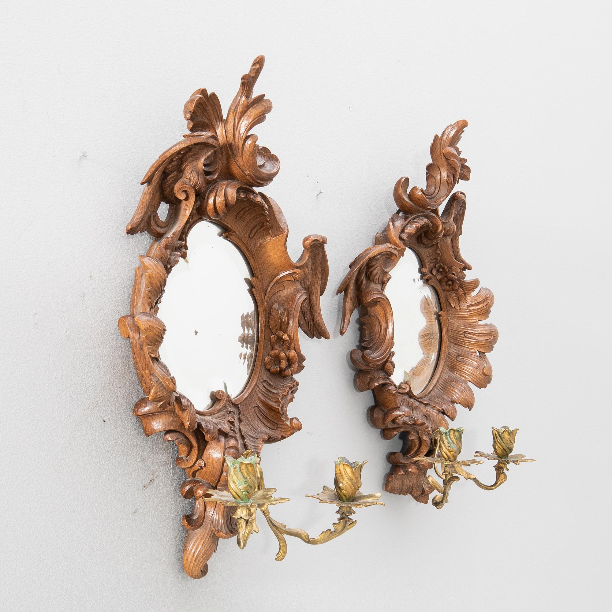 Väggappliquer ett par Louis XV-stil sent 1800-tal.