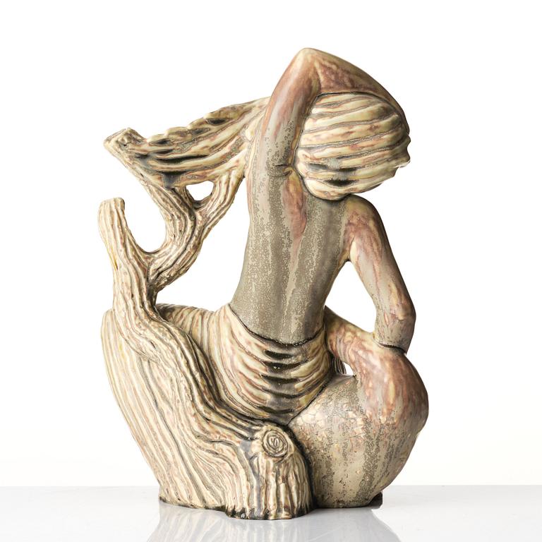Stig Lindberg, a stoneware sculpture of 'Leda and the Swan', Gustavsberg, Sweden 1940-50s.
