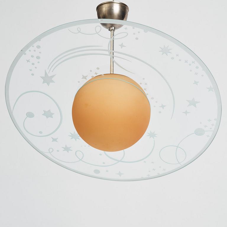 Edward Hald, a ceiling lamp model "HD 711/712", Orrefors, 1930s.