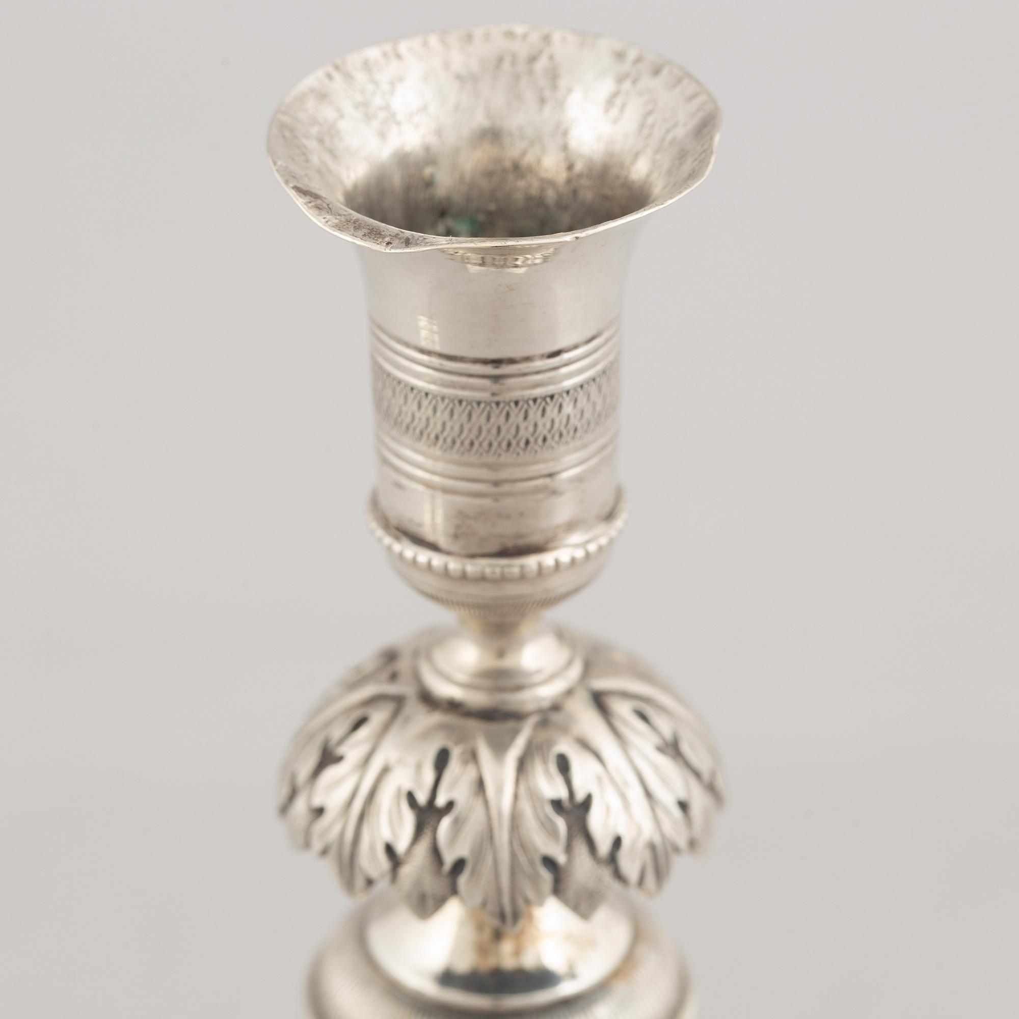 Two early 19th century German silver candlesticks, Berlin and Breslau 1820-1850.