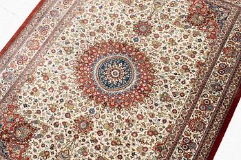 A silk Qum, Central Persia, signed Jashmedi c. 141 x 103 cm.
