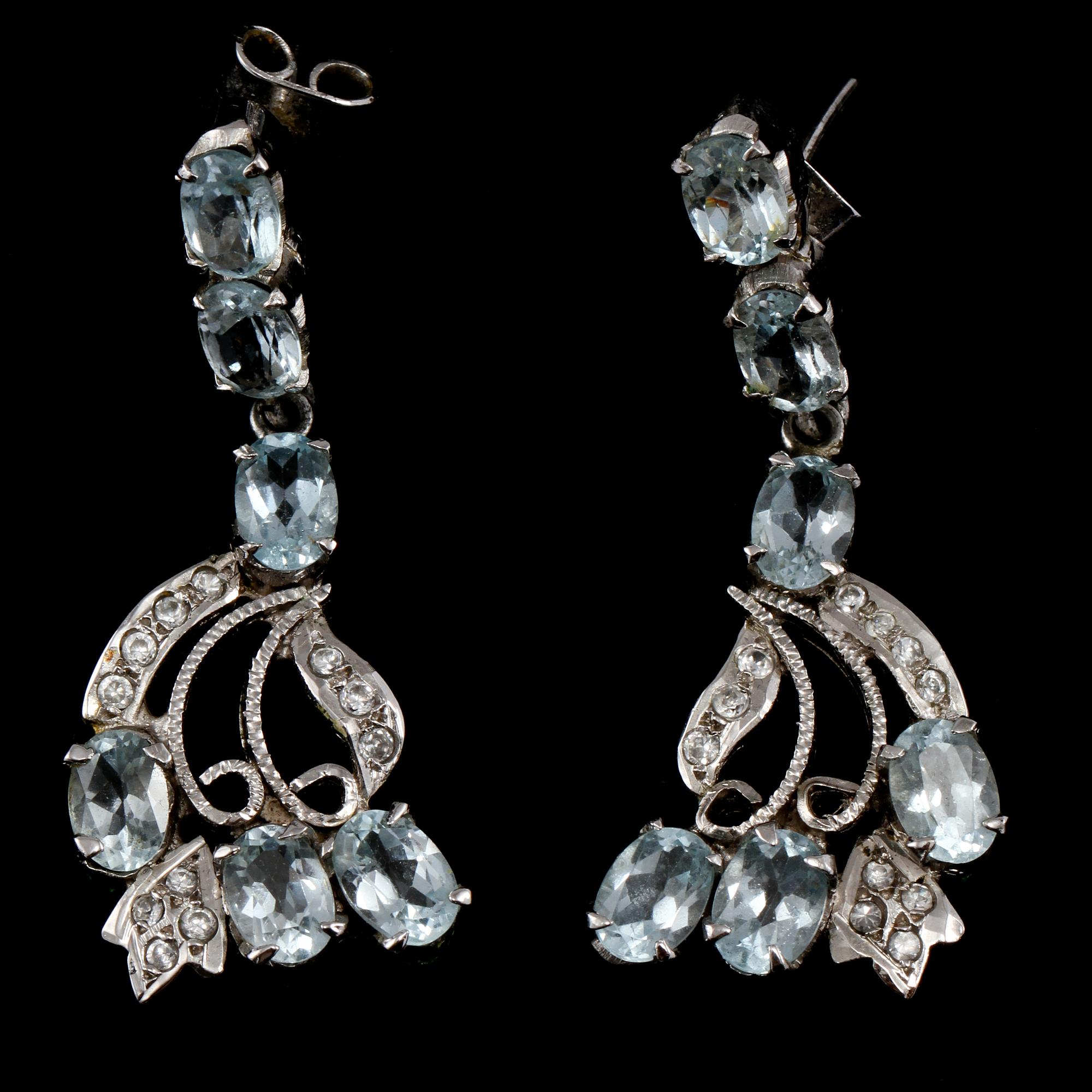 GARNITYR, 3 delar, sterlingsilver med fasettslipade stenar, sekelskifte 1900/2000-tal. Vikt 63 g.