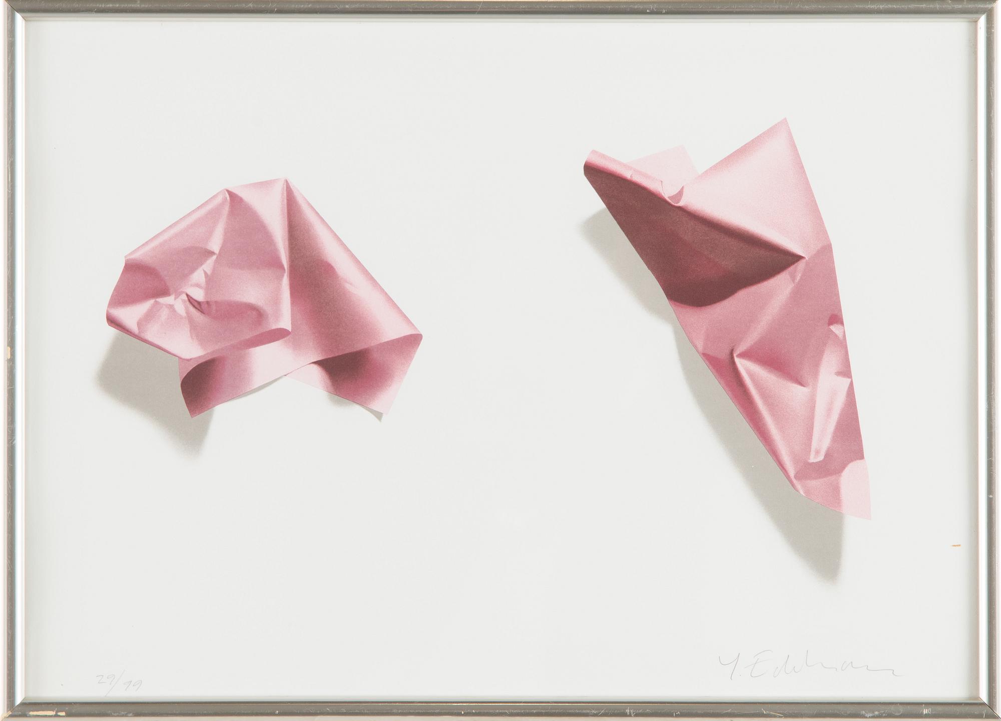 Yrjö Edelmann, Composition with pink paper.