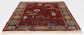 Carpet, Tabriz, with hunting motif. 220 x 140 cm.