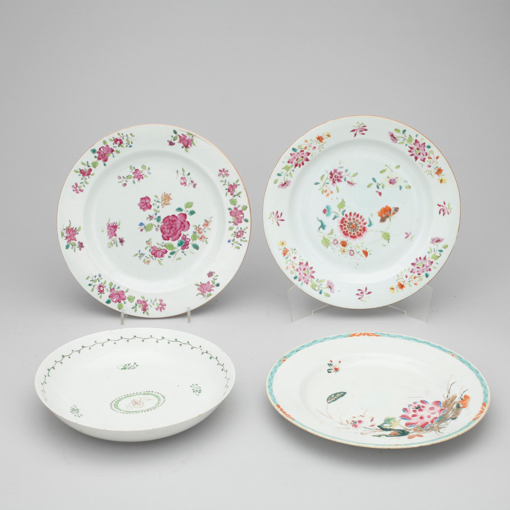 PARTI TALLRIKAR, 4 st,  porslin, Kina,  1700-tal.