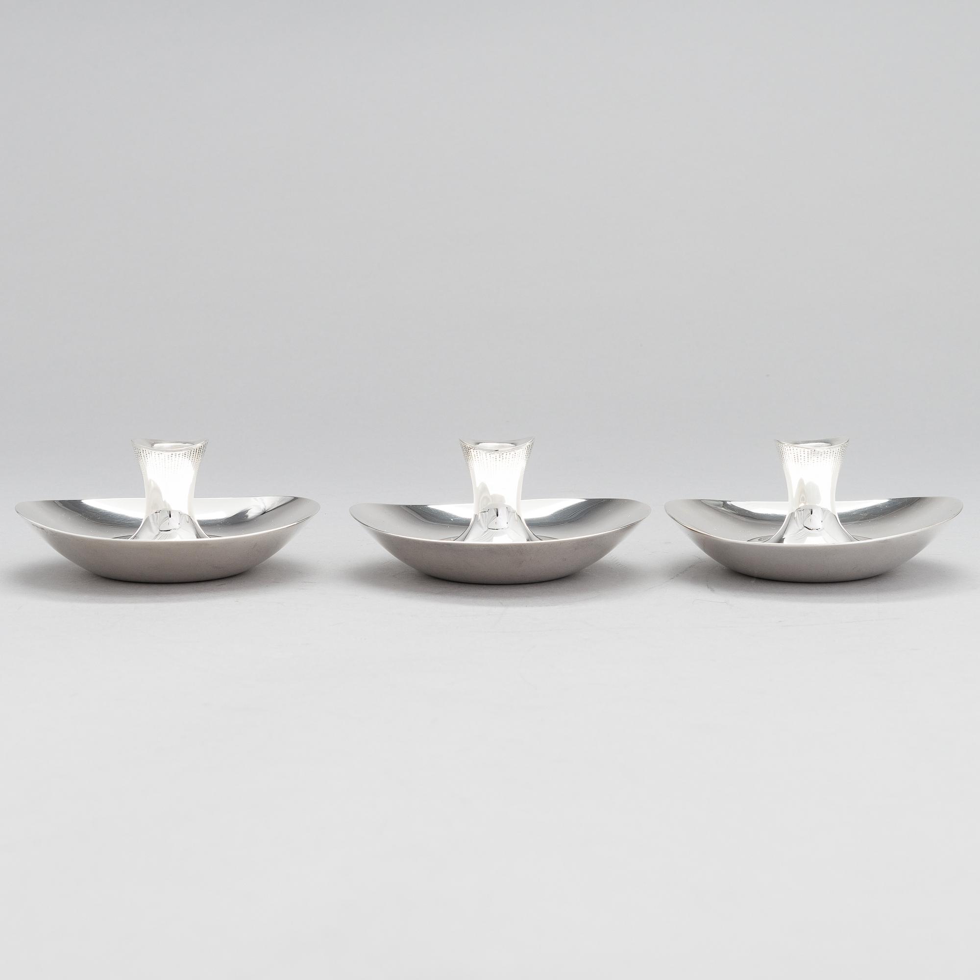 TAPIO WIRKKALA, LJUSSTAKAR, 3 st, silver, Hopeatehdas Oy, Helsingfors 1957-65.