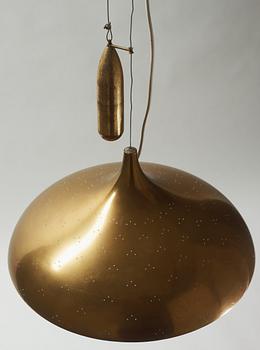 A brass hanging lamp, attributed to Paavo Tynell, Taito Oy,  probably Finland 1940's-50's.