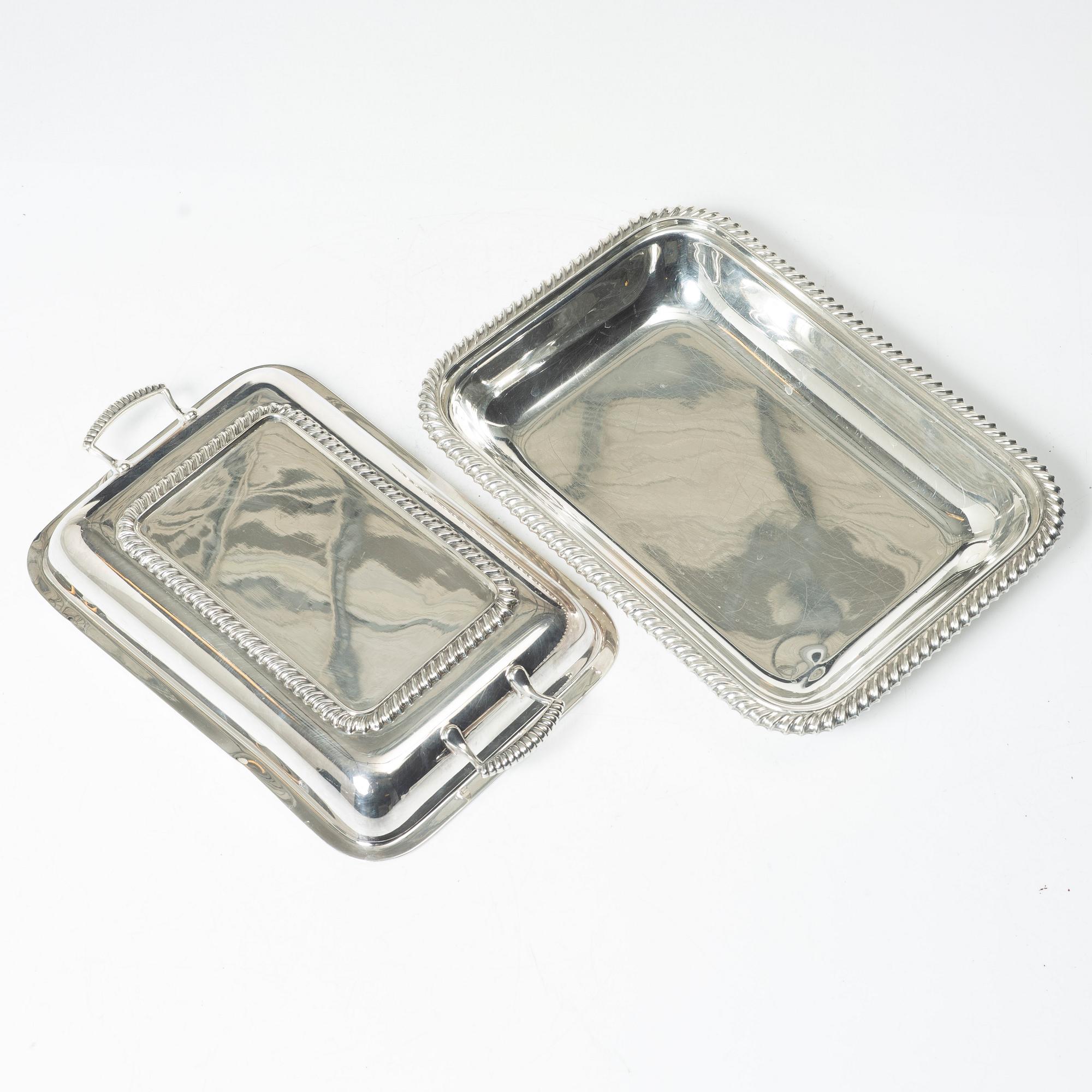 Covered bowl, silver plate, JLH, England.