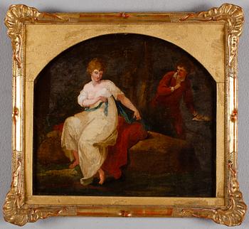 OKÄND KONSTNÄR, olja på pannå, England, 1800-tal.