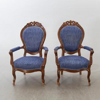 FÅTÖLJER ett par nyrokoko sent 1800-tal.