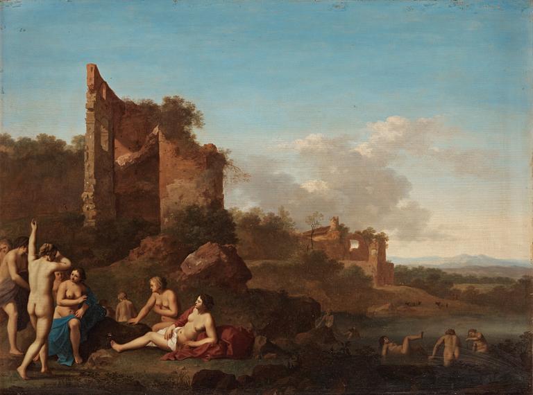 Cornelis van Poelenburgh tillskriven, Badande nymfer.