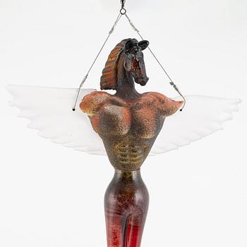Kjell Engman, a unique sculpture, 'Watching Angels', Kosta Boda.