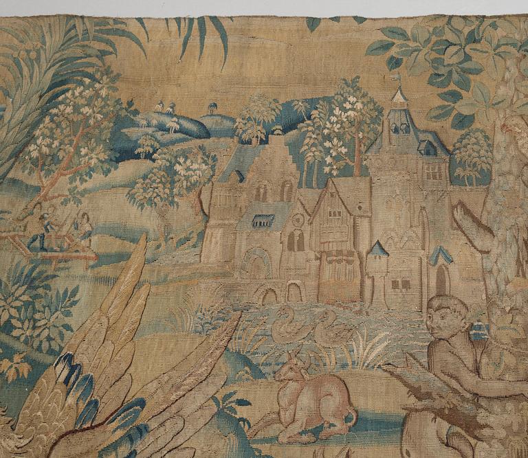 VÄVD TAPET, gobelängteknik. Flandern 1500-tal. 177 x 330 cm.