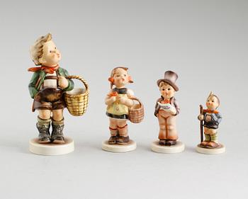 FIGURER, 4 st, porslin, MJ  Hummel, Goebel, 1920-tal, 1950-tal och senare.