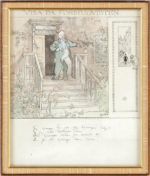 Carl Larsson · CARL LARSSON, teckning, monogramsign.