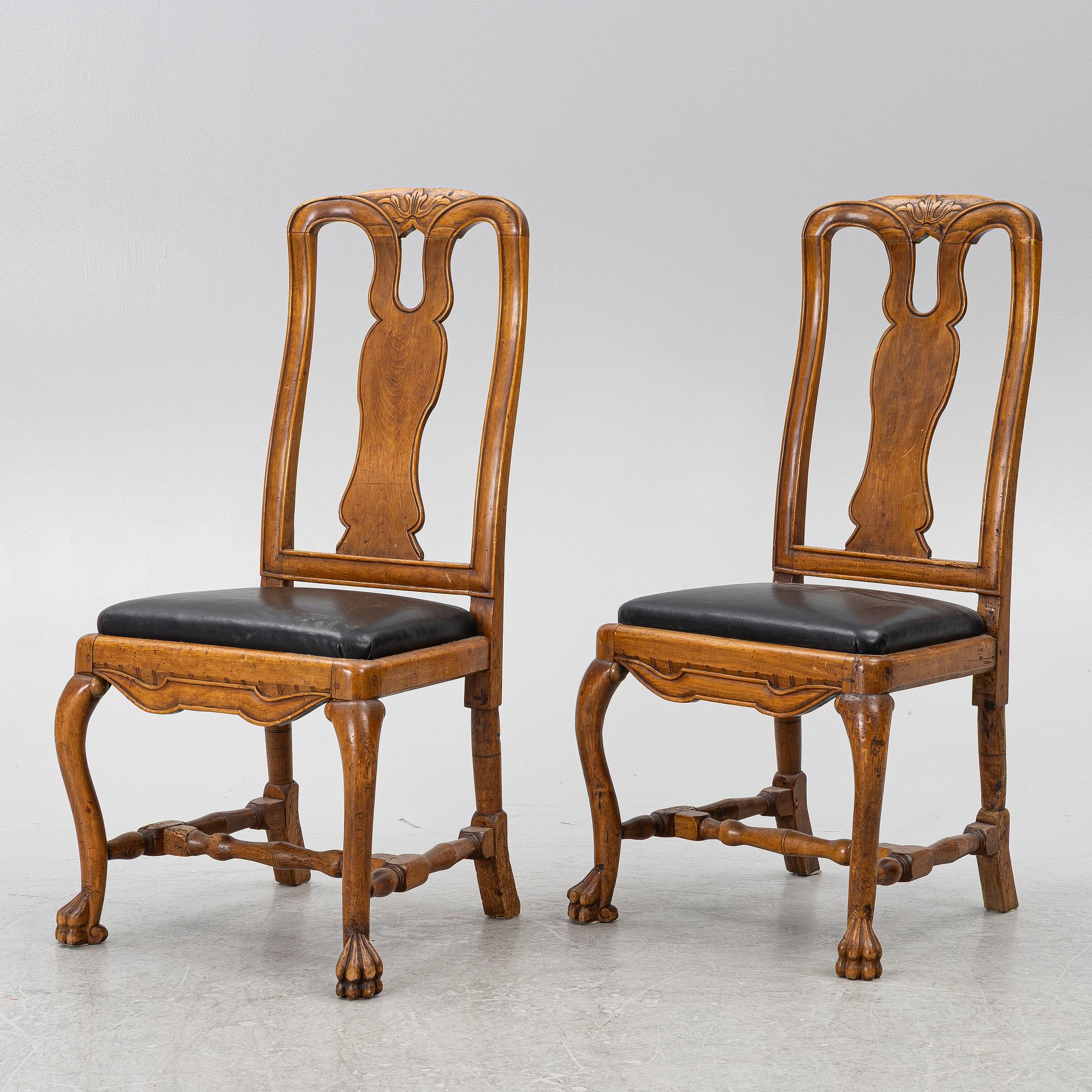 A pair of Late Baroque Chairs, a. mid-18th century.