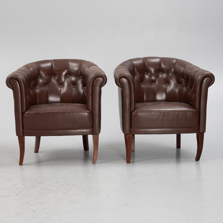 Four club chairs, late 20th century.