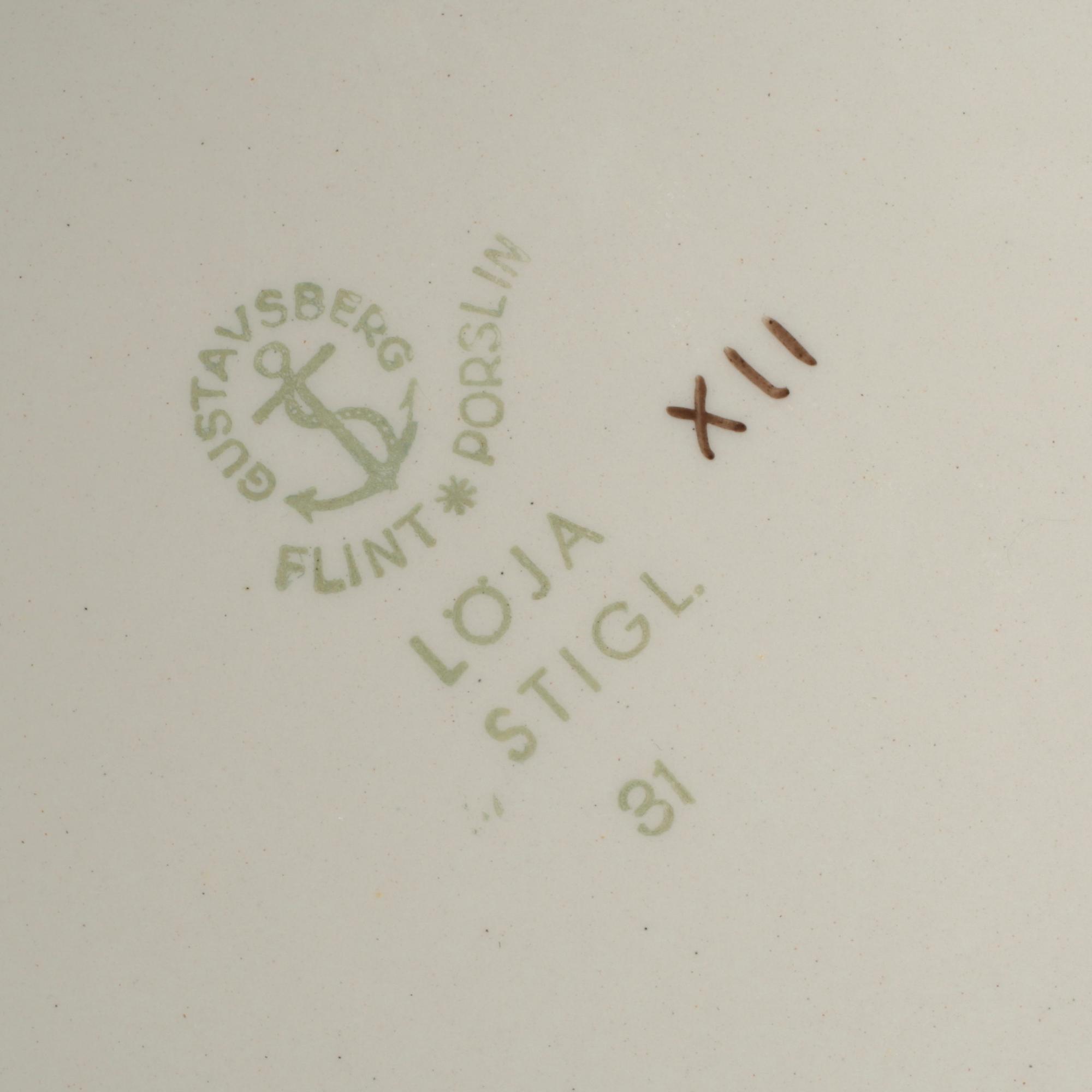 TALLRIKAR 12 st, Stig Lindberg Gustavsberg, "Löja". I produktion 1948-62.