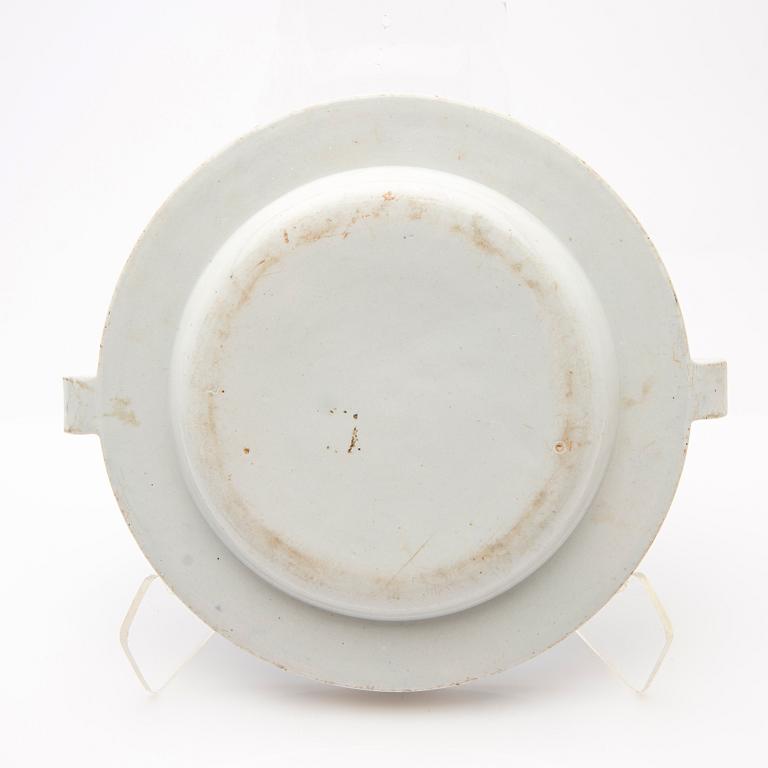 Hot watert plates, two pieces, creamware, Europe 19th century.