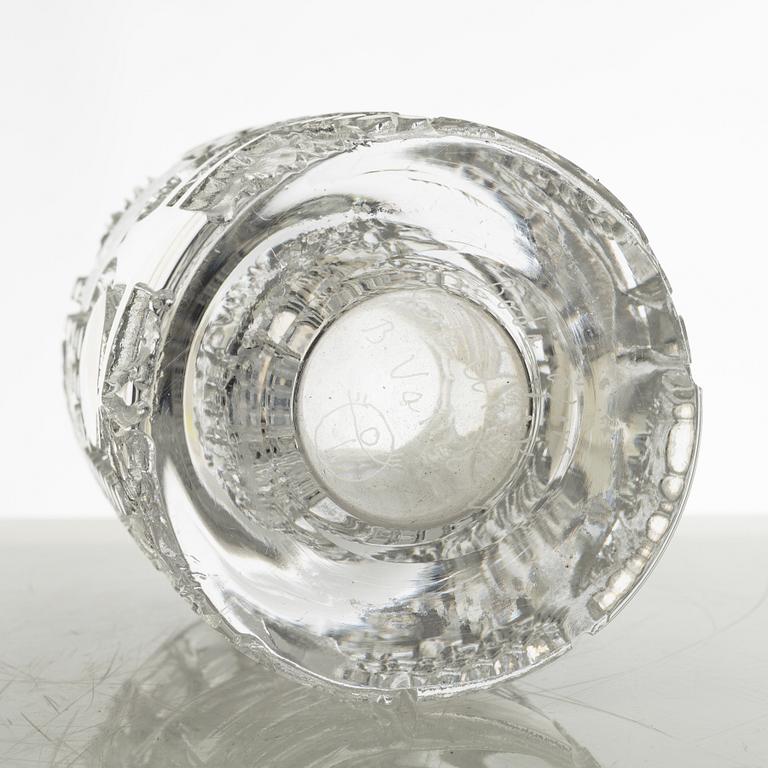 Bertil Vallien, a cylindrical clear glass vase, Boda Åfors Sweden 1960-70s.