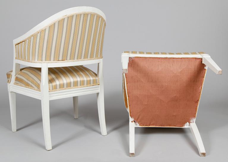 BALJFÅTÖLJER, 1 par, gustaviansk stil, 1900-talets mitt.