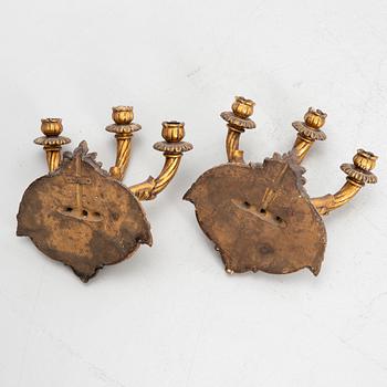 A pair of Baroque style wall sconces, Southern Europe, 20th Century.