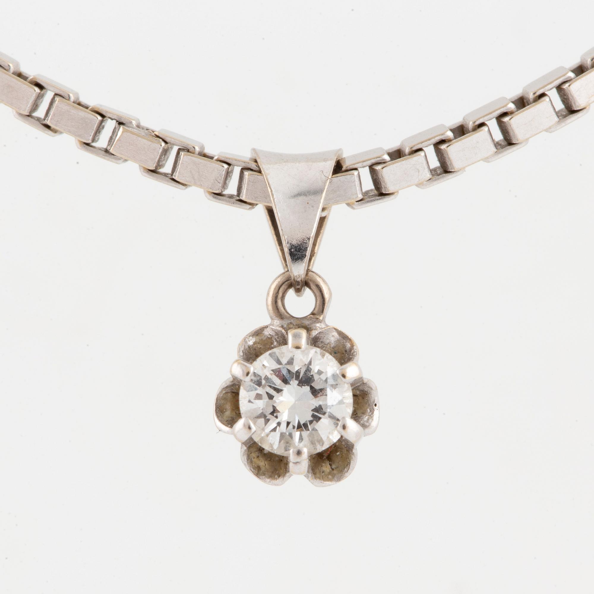 A solitaire brilliant-cut diamond pendant.